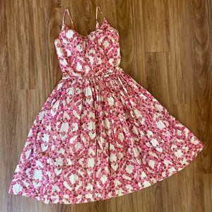 1950s vintage dress pink floral cotton size small